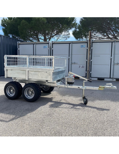 Remorque quad 2 essieux benne hydraulique manuelle PTAC 900 kg
